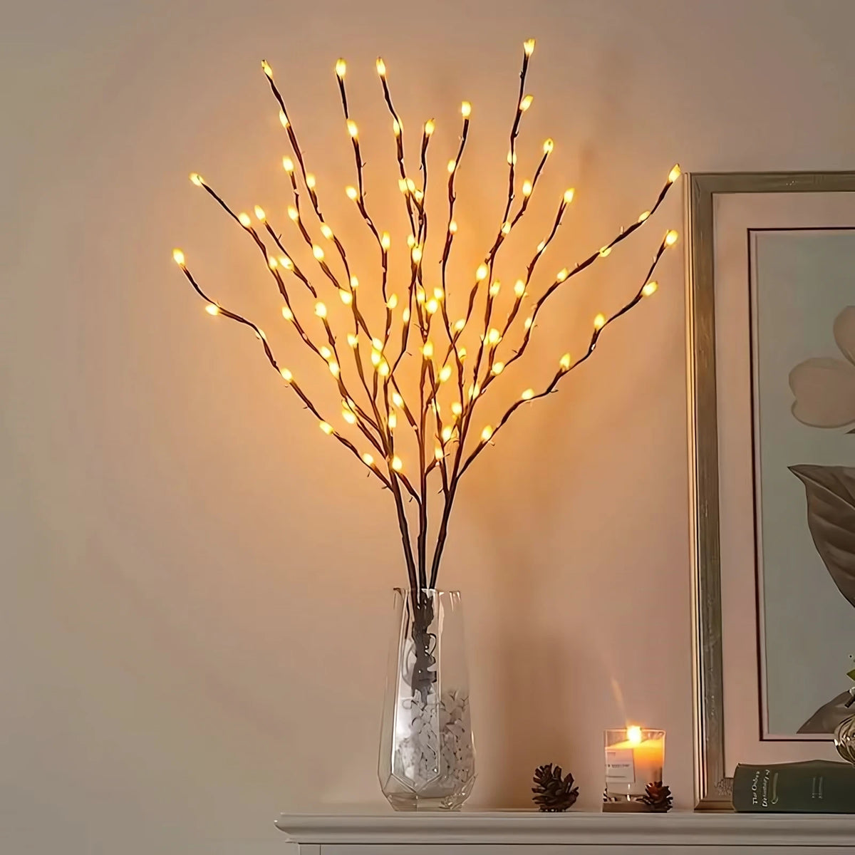 Luz LED para galho de árvore de Natal alimentada por bateria - Dobrável, de alta qualidade, multicolorido, decoração de casa e festa, 20 LEDs