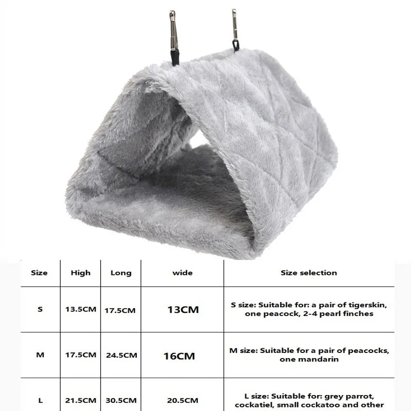 Cama de Inverno para Pássaros, Ninho de Pelúcia Quente para Pássaros de Estimação e Papagaios, Tenda Suspensa para Dormir e Incubar, Acessórios para Pássaros