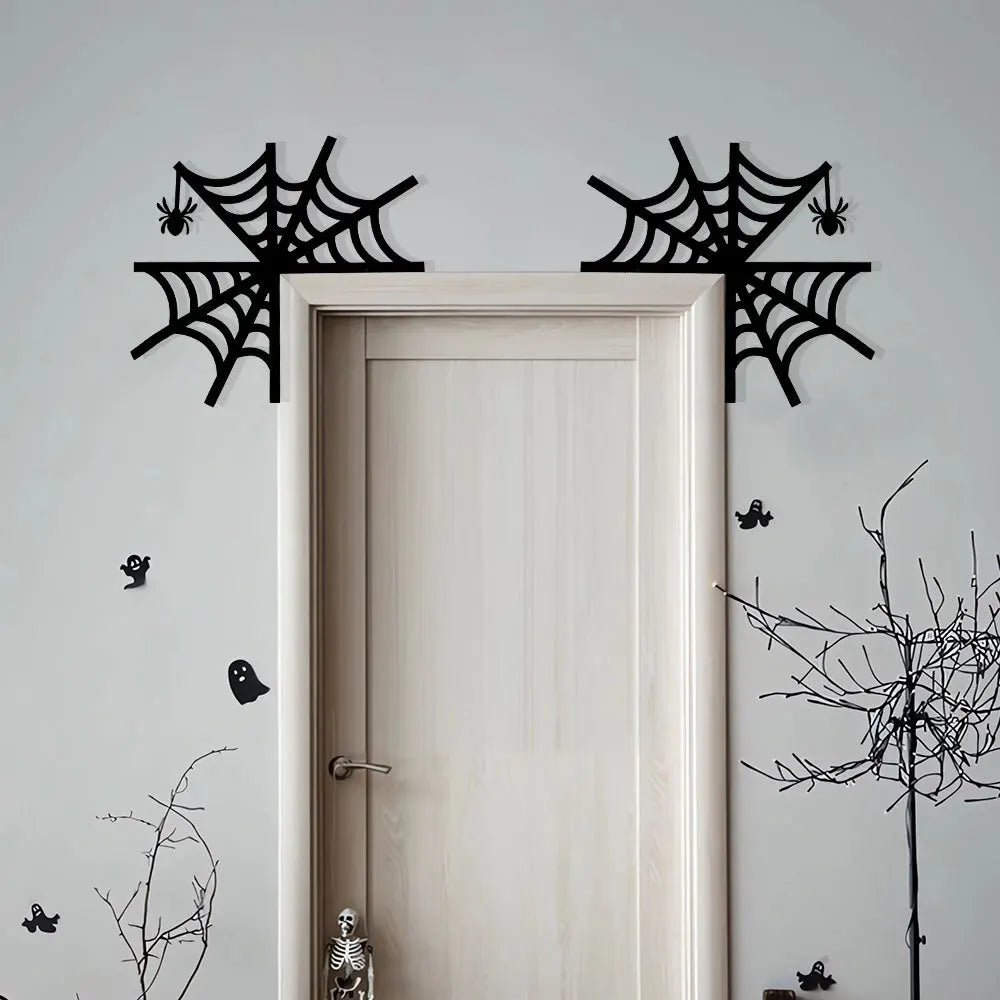 Decoração do quadro da porta do halloween, bastões, abóboras, spider webs, janela canto adesivos, decoração home