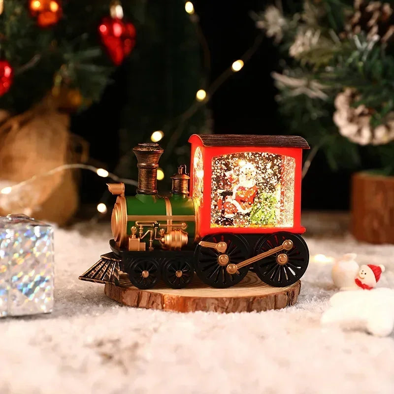Presente de natal bola de cristal ornamentos luzes led trem papai noel feliz natal decoração para festa em casa natal