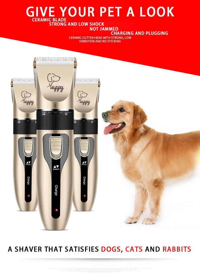 Kit de Tosa Elétrico Recarregável para Cães e Gatos, com Máquina de Cortar Pelos e Lixadeira de Unhas Silenciosa