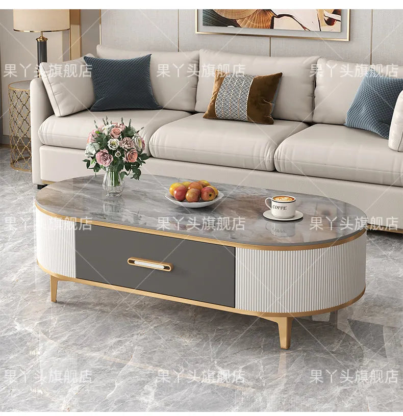 Mesa de Jantar, Mesa de Centro para Escrita e Café, Gavetas Móveis, Mesa Lateral de Luxo com Armazenamento para Sala de Estar, Mesa Auxiliar Moderna, Móveis Modernos