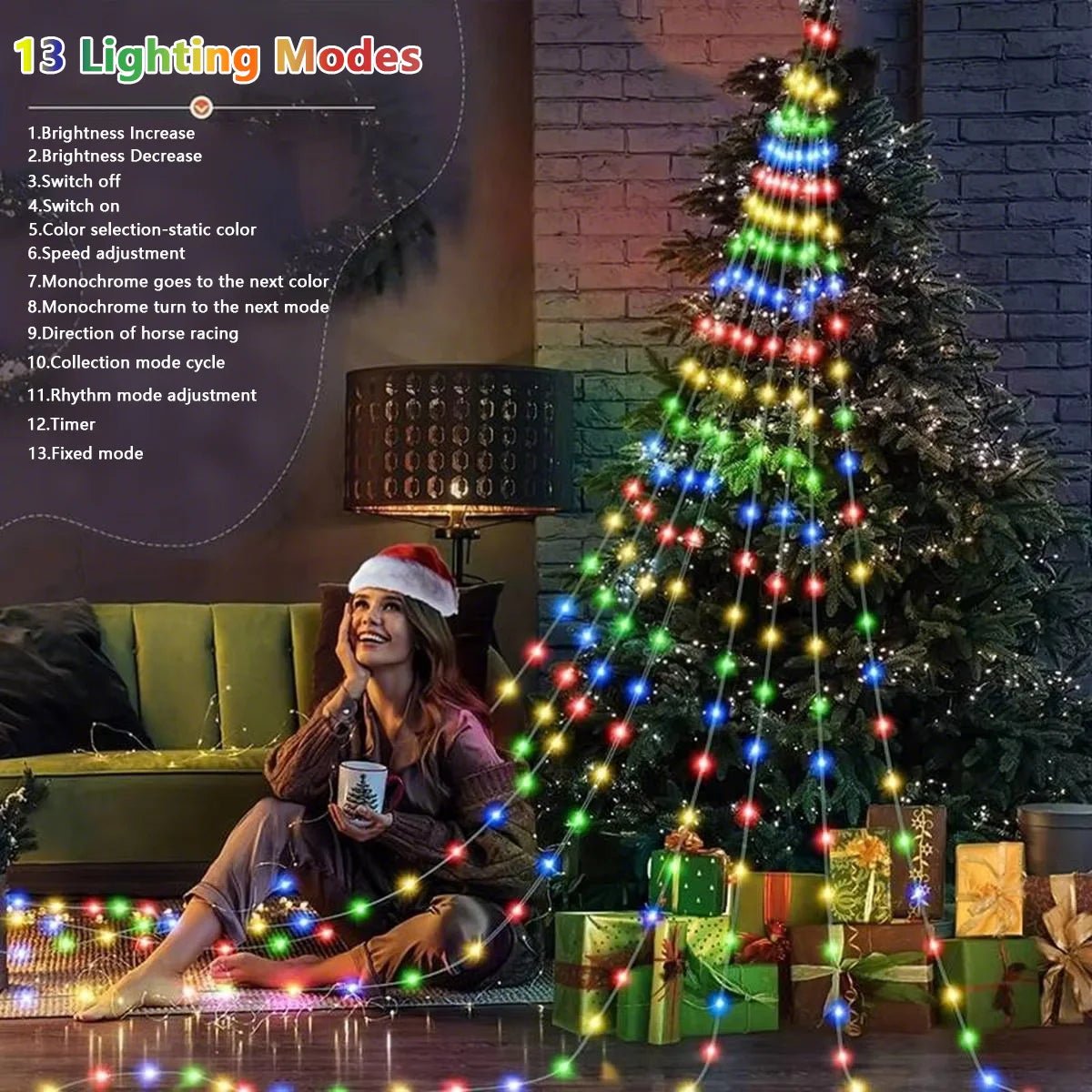 Luzes LED para Árvore de Natal 400 LEDs, Luzes de Cordão RGB Inteligentes para Decoração de Feriados, Controle por APP/Remoto