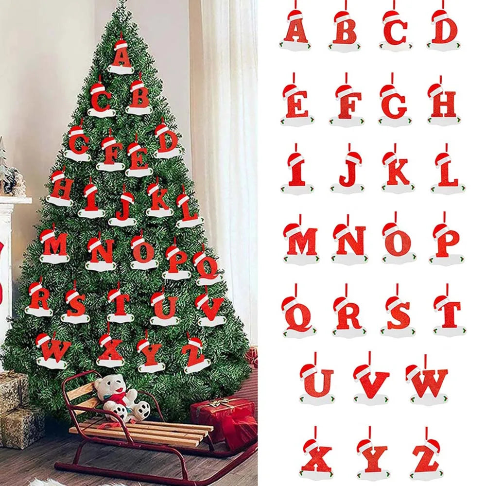 Personalize Decoração De Natal, 26 Letras, Pingente para Árvore De Natal Decor,DIY Nome Ornamento