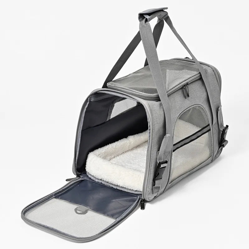 Portadores de animais de estimação mochila portátil respirável dobrável bolsa de ombro gato cão portador sacos de viagem de saída animais de estimação bolsa de transporte.