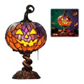 Luminária de Mesa de Abóbora Alta para Halloween com Fantasma e Morcego Brilhantes, Artesanato em Resina, Luminária Criativa para Decoração de Casa