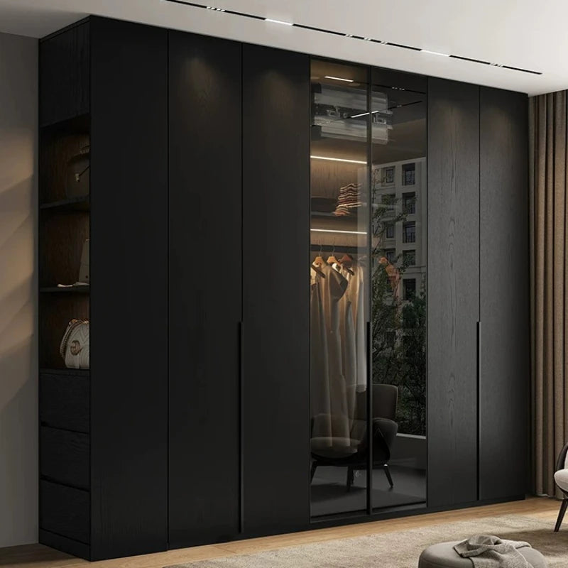 Guarda-roupas de Luxo que Economizam Espaço, com Vidro Canelado, Sistema de Estruturas Organizadoras, Guarda-roupa Solteiro, Móveis para Quarto