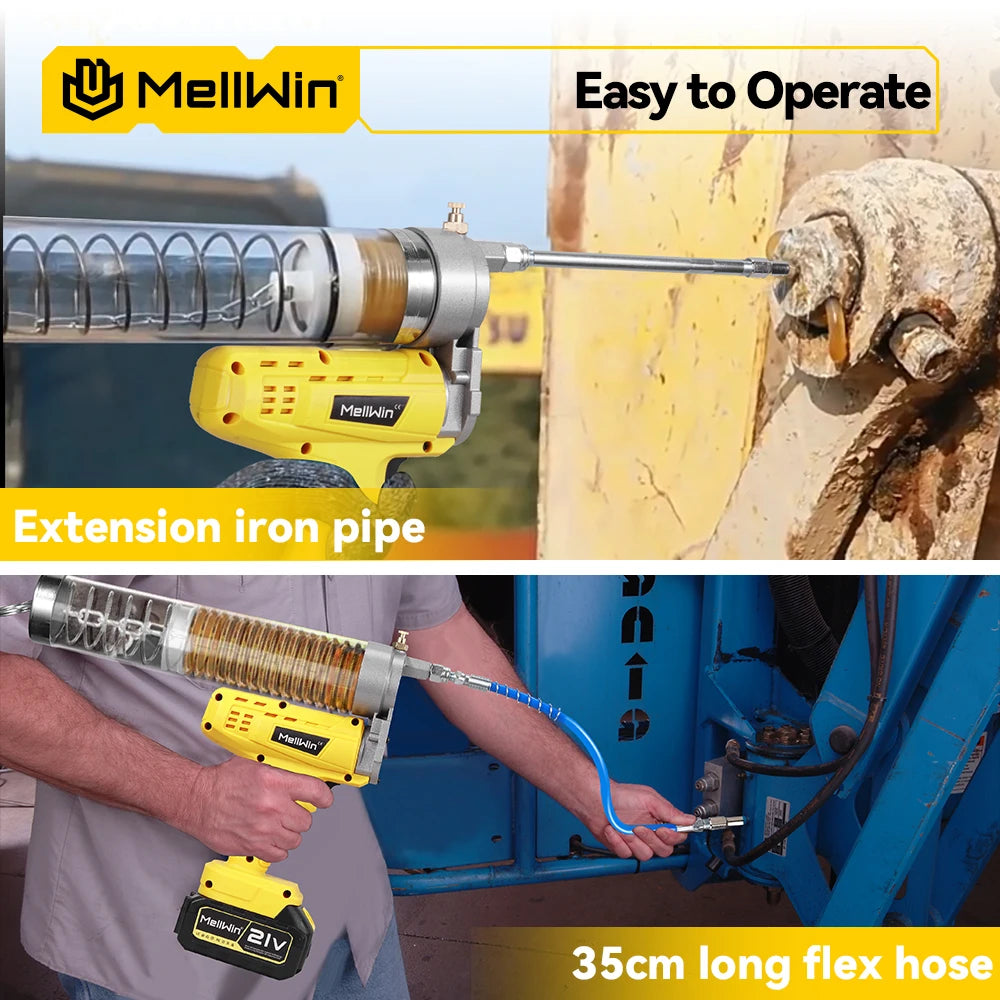 MELLWIN 12000PSL Máquina de Graxa Elétrica Sem Fio de Alta Pressão para Manutenção Automotiva, Ferramenta de Lubrificação a Óleo para Bateria Makita 18V