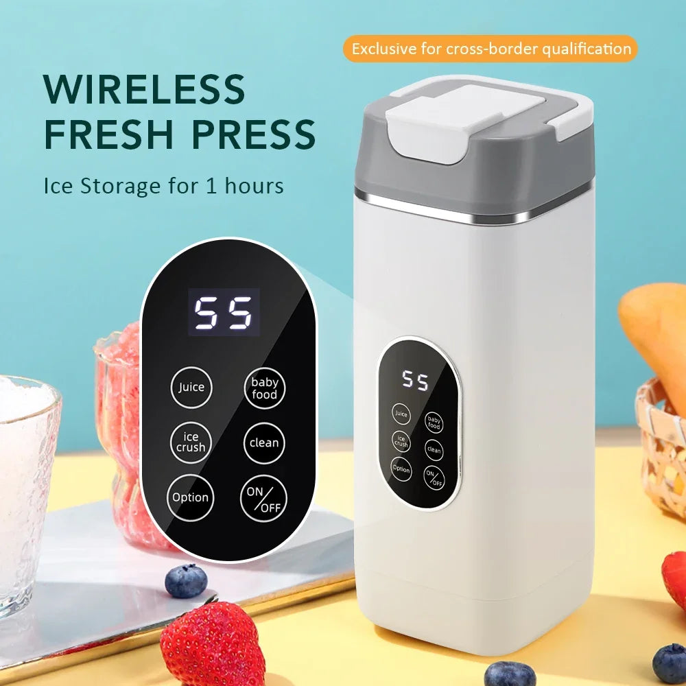 Liquidificador de Frutas Doméstico 400ML, Espremedor Elétrico Portátil, Máquina de Milkshake Multifuncional com 6 Lâminas