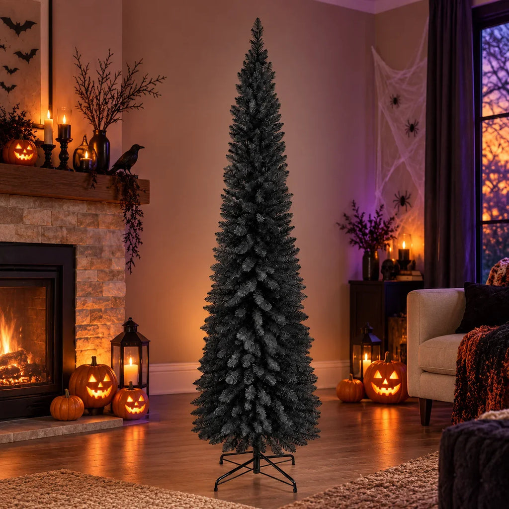 Árvore de Natal artificial preta, árvore decorativa para o Halloween, ideal para casa, escritório ou festas