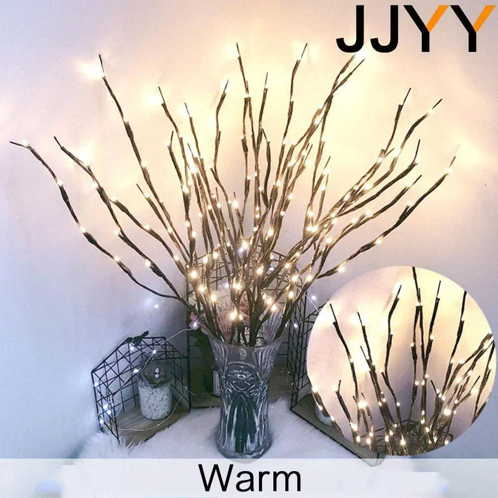 Luz LED para galho de árvore de Natal alimentada por bateria - Dobrável, de alta qualidade, multicolorido, decoração de casa e festa, 20 LEDs