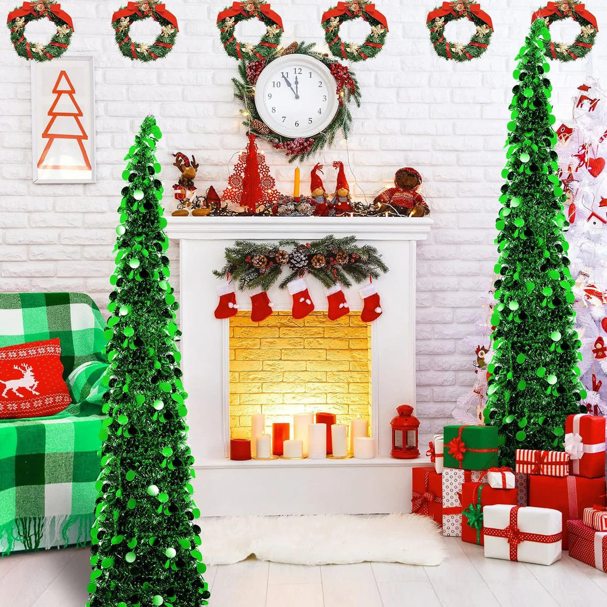 Árvore de natal 1.2m retrátil dobrável enfeites chenille espiral design festivo feriado decoração de natal casa acessório interior