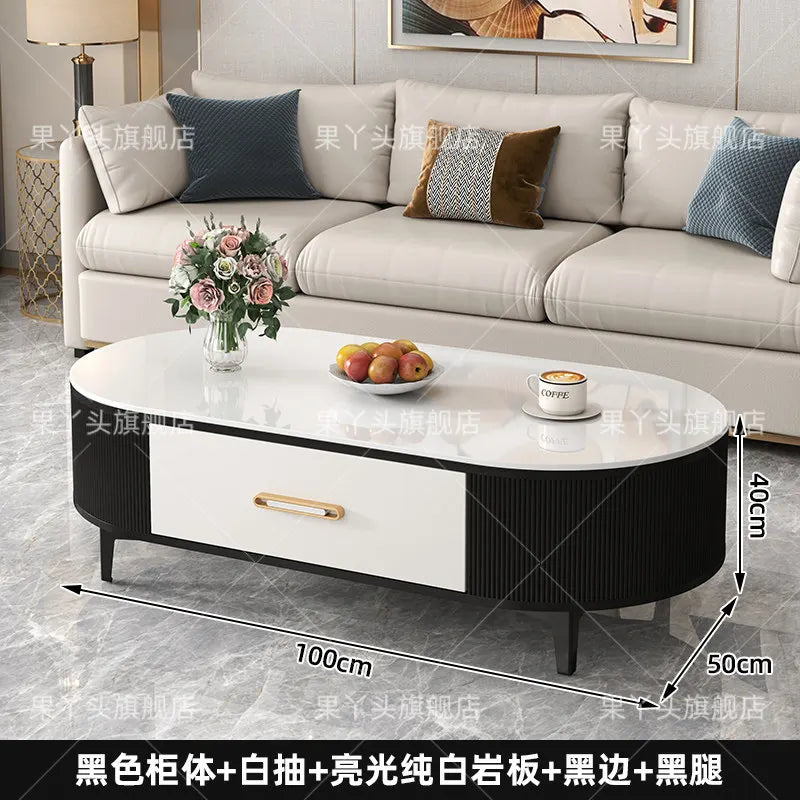 Mesa de Jantar, Mesa de Centro para Escrita e Café, Gavetas Móveis, Mesa Lateral de Luxo com Armazenamento para Sala de Estar, Mesa Auxiliar Moderna, Móveis Modernos
