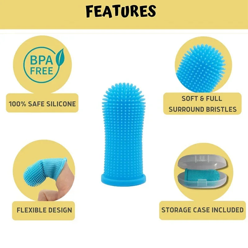 Escova de Dentes para Cães Super Macia, Escova de Dentes de Silicone Não Tóxica para Limpeza de Dentes e Cuidado do Hálito de Gatos e Cães, Produtos para Animais de Estimação