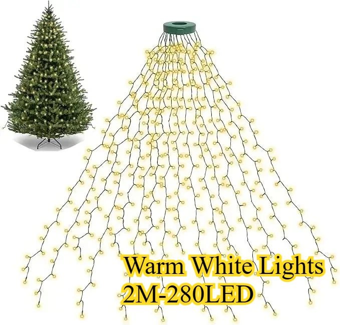 Luzes led para árvore de natal, guirlanda de ano novo para pátio, jardim, 1.5m/2m/3m, luz cascata, decoração de natal 2025 - Kasa & Pet