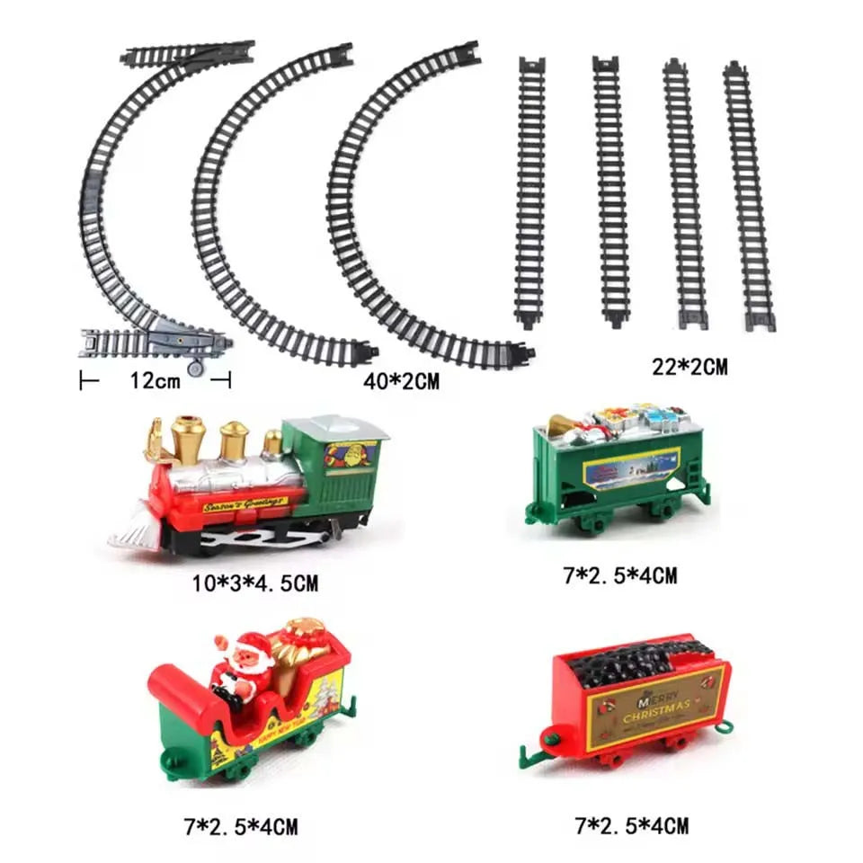 Trem Elétrico de Natal, Brinquedo de Decoração para Árvore de Natal, Trilho de Trem com Som e Luz, Carro de Trem, Presentes de Natal