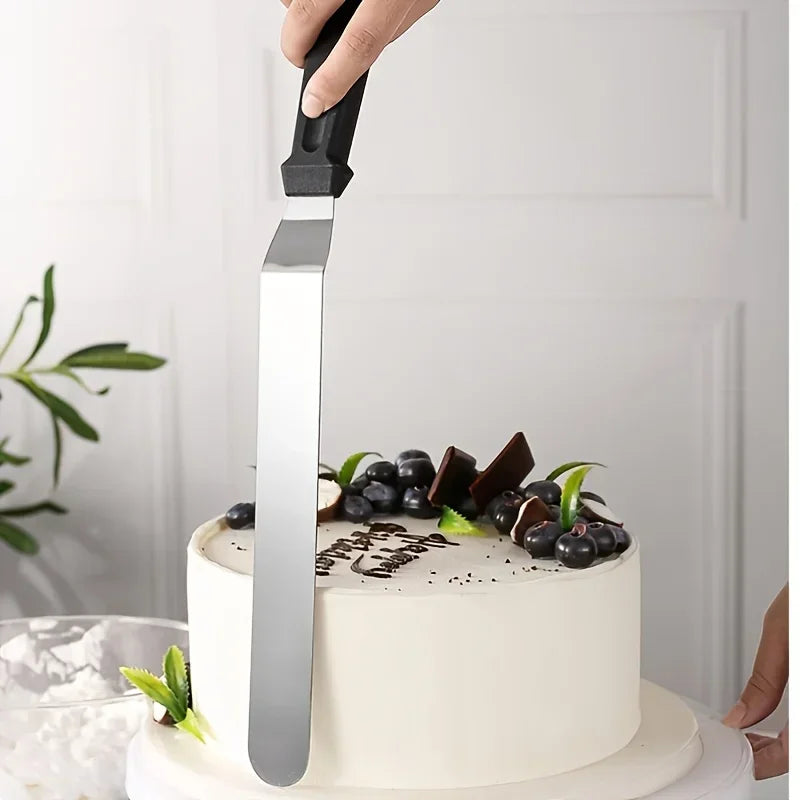 Espátula de Confeiteiro Angulada em Aço Inoxidável, Faca de Paleta Curva com Lâmina Deslocada, Espátula Profissional para Glacê e Creme para Bolos e Doces