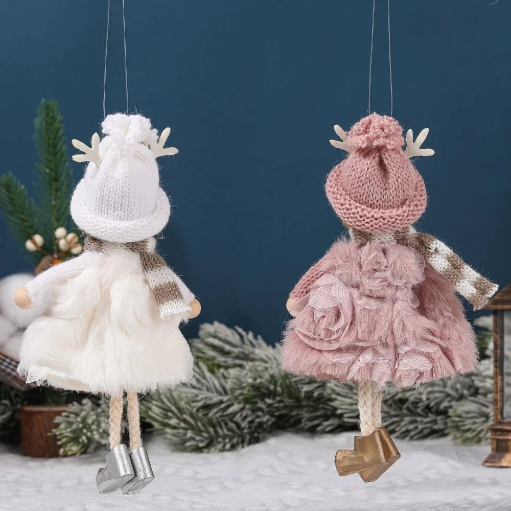 Natal Pendurado Malha Sequin Saia, Anjo Xmas Árvore Pingente Enfeites, Decoração de Casa, Noel, Presentes, 2022