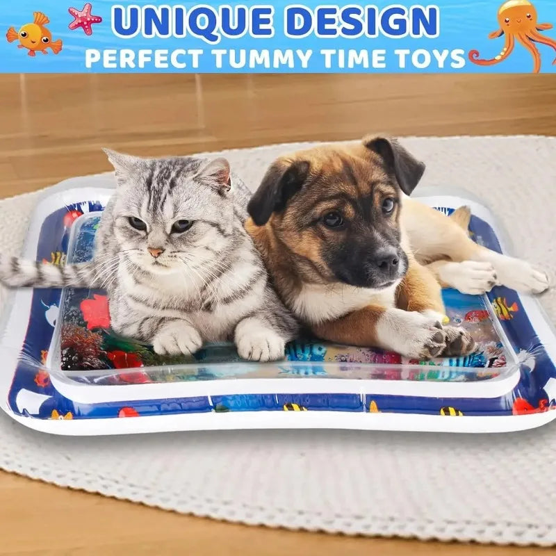 Tapete de jogo sensorial de água para animais de estimação, para gatos e cães, almofada de resfriamento espessada, brinquedo interativo para animais de estimação, verão, atividade interna