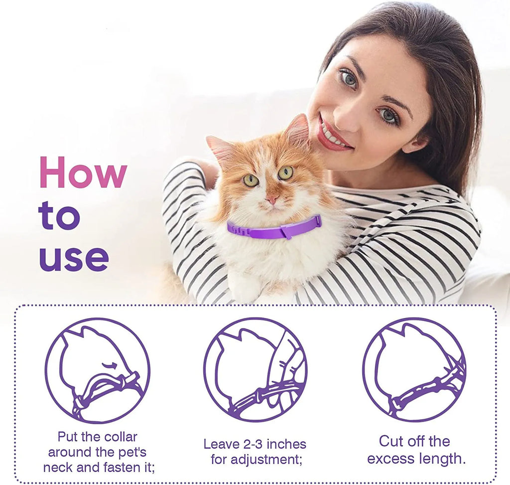 Coleira calmante para animais de estimação, para gatos, cães, ajustável, ansiedade, feromônio, reduzindo coleira para animais de estimação, duradoura, natural, calma, relaxar, calmante