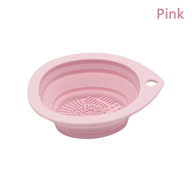 Silicone Makeup Brush Cleaner Folding Powder Puff Cleaning Bowl Eyeshadow Brush Washing Soft Mat Beauty Tools Scrubber Box