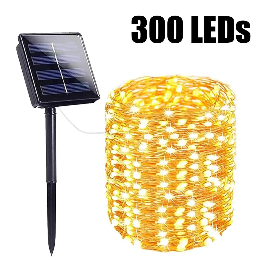 Luzes de corda solares impermeáveis ao ar livre Fairy Lights, Luzes de Natal para jardim, pátio, decorações de casamento, 8 modos
