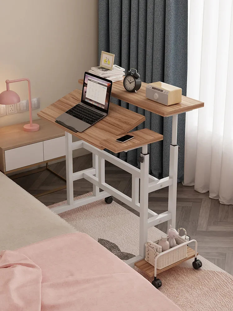 Mesa de computador móvel moderna, mesa de escrita elevatória, mesa de pé dobrável, mesa de cabeceira para quarto, mesa pequena individual, durável.