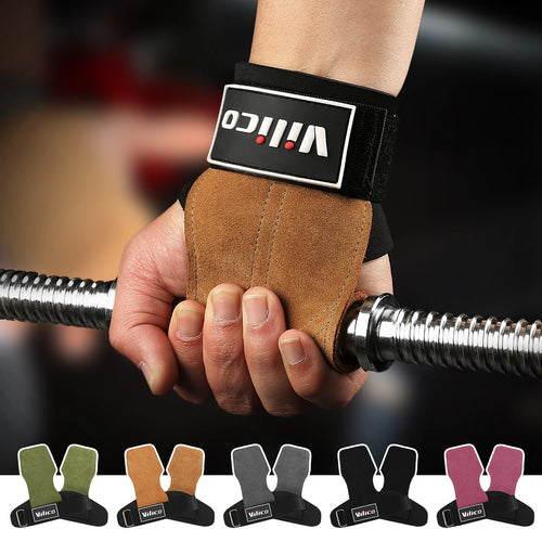 2Pcs Cowhide Gym Grips Anti-Slip Weightlifting Power Pads Pull-up Deadlift Workout Fitness Palm Protectors
