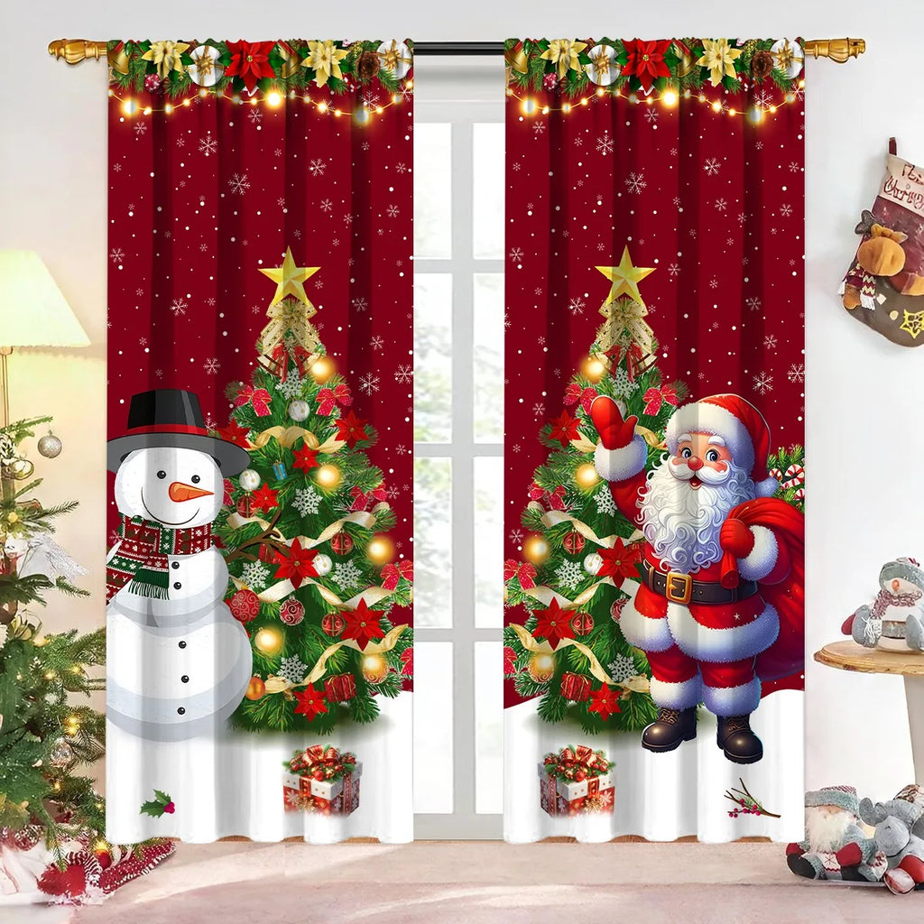 1/2 peças de cortina de Natal, decoração de Feliz Natal para casa, cortina de Natal 2025, enfeites de janela, presente de Natal 2026.