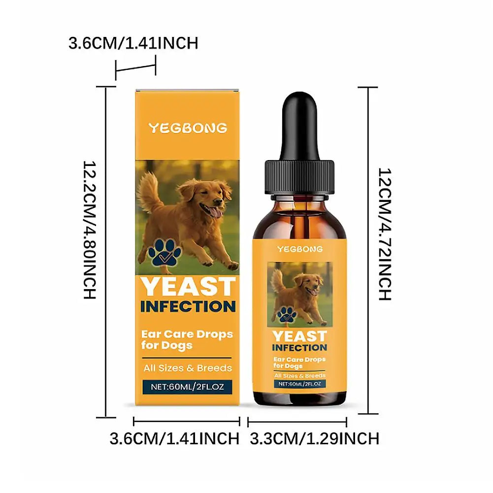Gotas para ouvido de animais de estimação, 60ml, dissolvem cera de ouvido, removedor de odor, anti-coceira, natural, não irritante