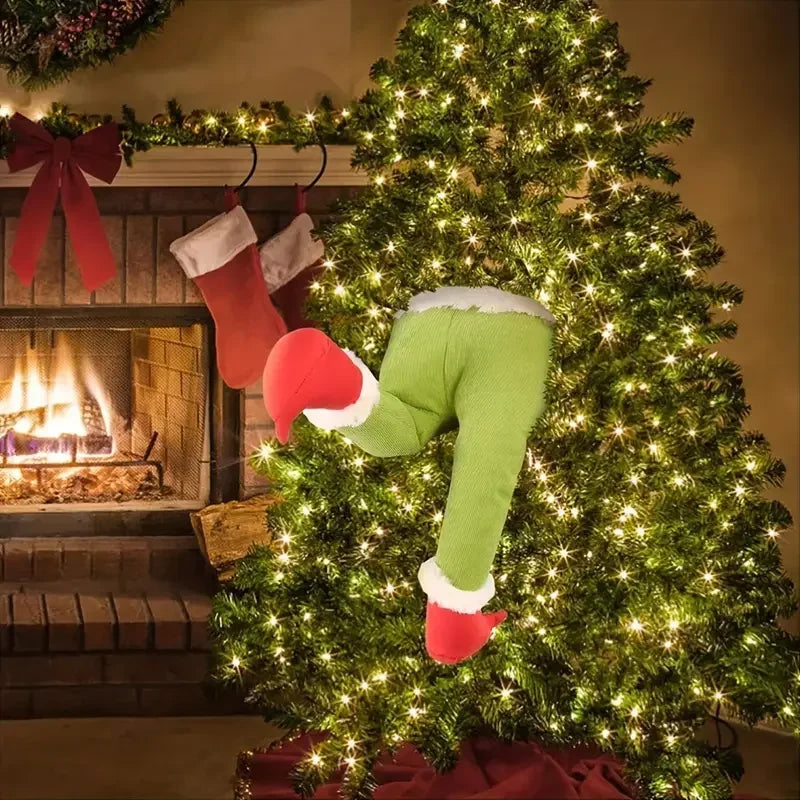 Decoração de árvore de natal, porta de pelúcia, decoração de pernas de elfo de santa, enfeites pendurados para casa, presente para crianças, suprimentos surpresa