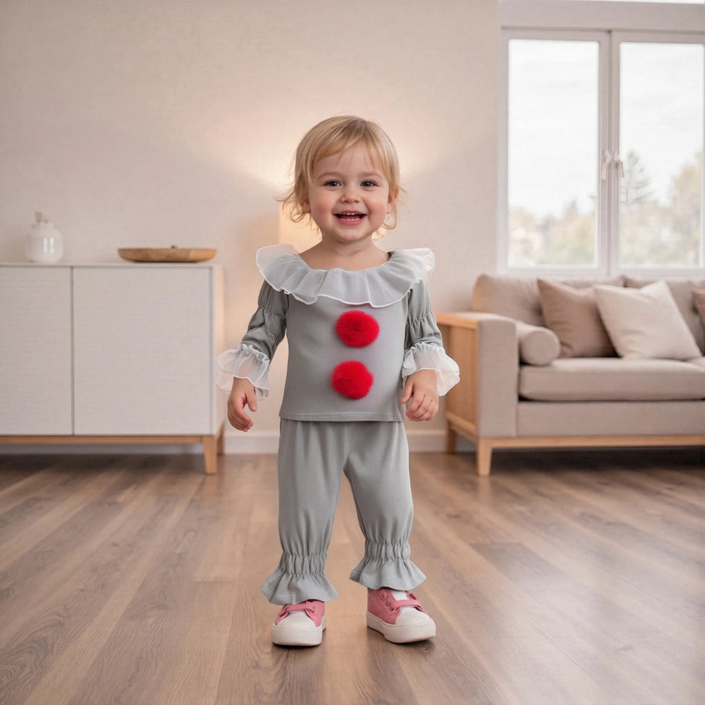 Conjunto de calças infantis Pudcoco para meninas, camiseta de manga comprida com gola redonda e calças, roupas de Halloween 0-6T