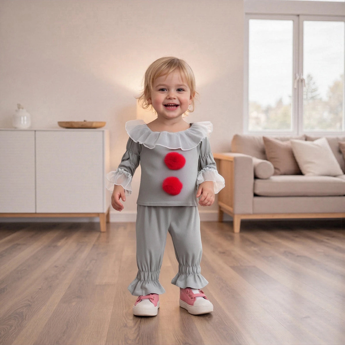Conjunto de calças infantis Pudcoco para meninas, camiseta de manga comprida com gola redonda e calças, roupas de Halloween 0-6T