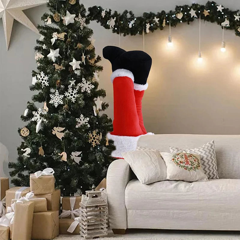 Decoração da árvore de natal papai noel pernas de pelúcia porta decoração papai noel elf perna decoração de natal para casa pendurado ornamentos 2024