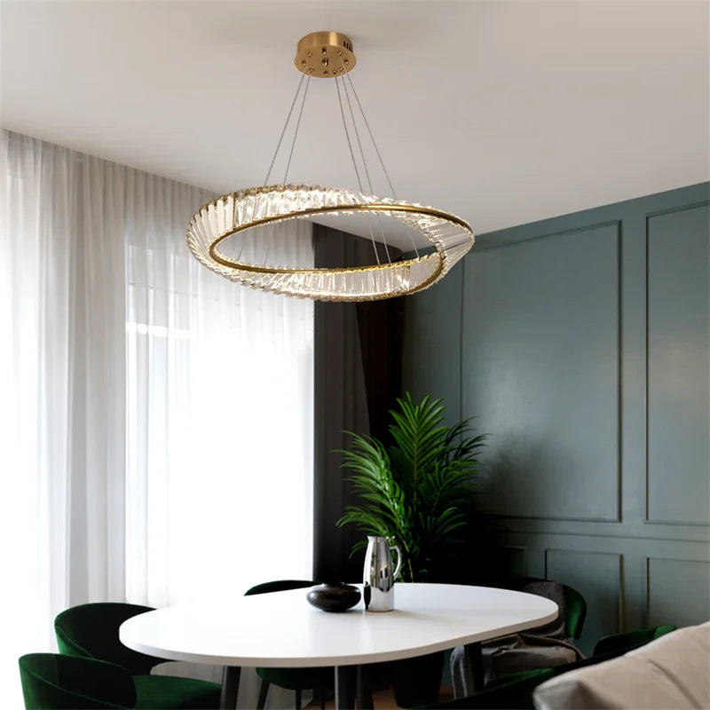Led anel de luxo luzes pingente para sala estar jantar lustre moderno decoração casa lâmpada do teto nordic luminária lustre