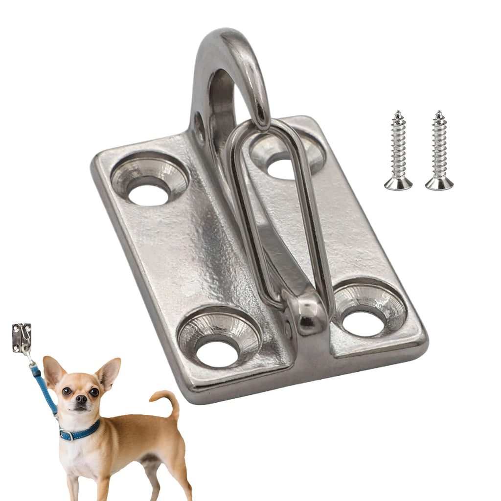 Suporte de Parede em Aço Inoxidável para Coleiras de Cães e Correntes de Animais de Estimação, com Gancho de Fixação, para Uso Externo em Cercas