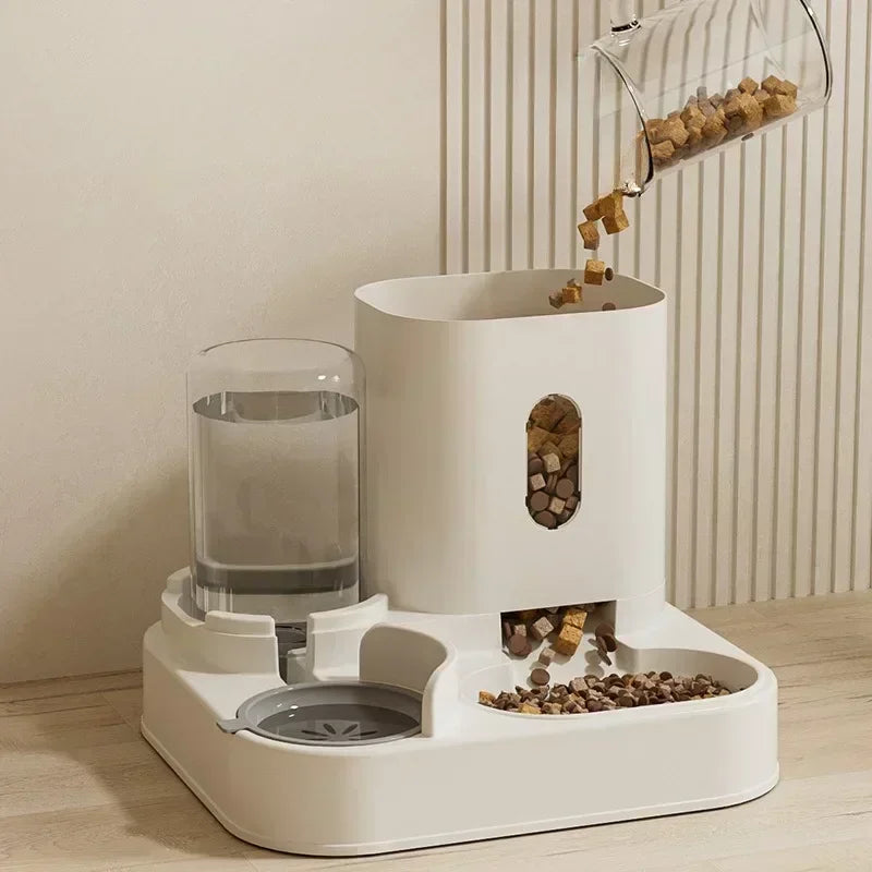 Comedouro Automático para Gatos e Cães com Fonte de Água, Tigela Elevada de Grande Capacidade para Animais de Estimação, Acessórios para Bebedouro de Gatos