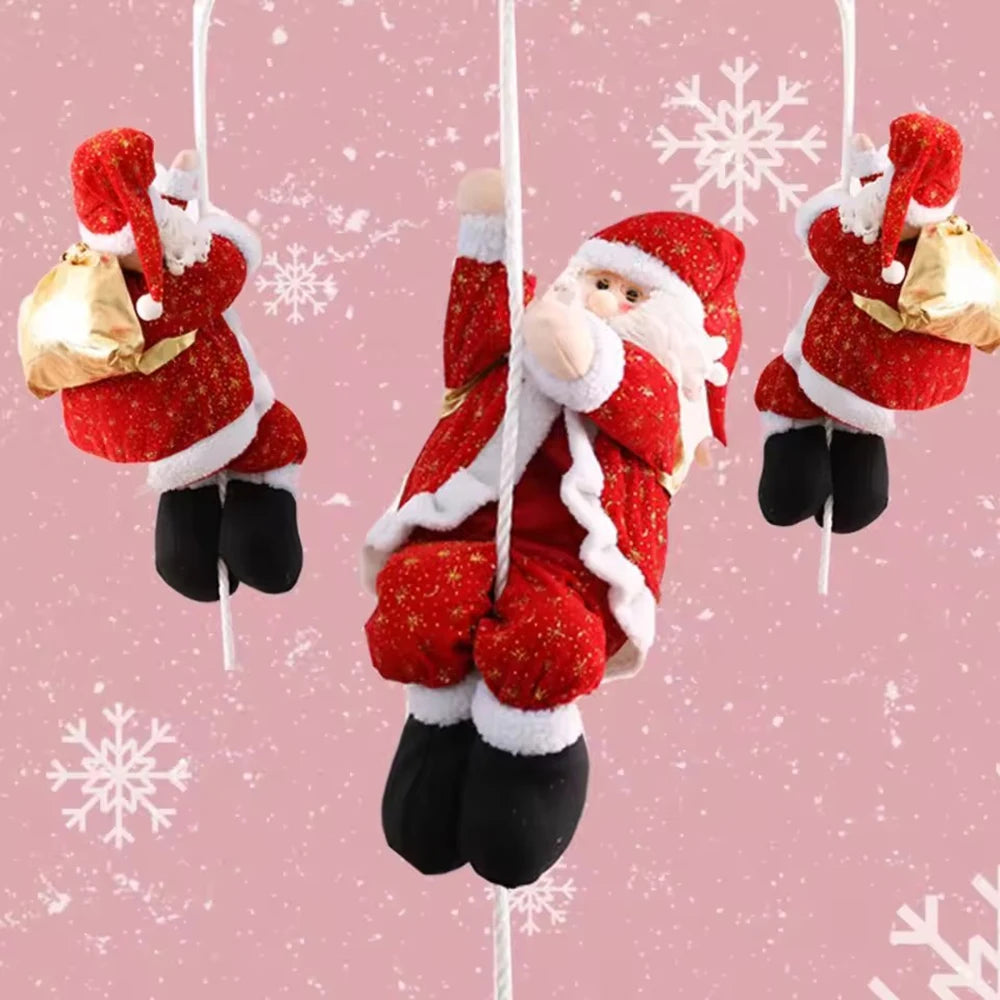 Feliz natal pendurado papai noel escalada corda boneca pingente árvore de natal ornamento decorações de natal