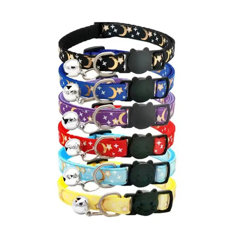 Ajustável colarinho de segurança com sino para animais de estimação, pegada dos desenhos animados, colar colorido, acessórios para cães, cachorro e gatinho