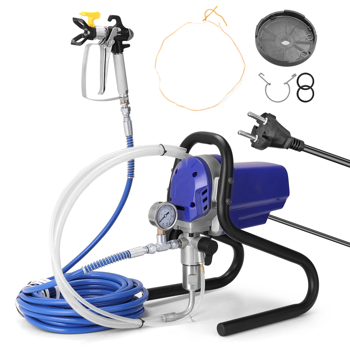 Pulverizador Airless de Alta Pressão 30MPa 750W, Máquina de Pulverização de Tinta Látex Multiuso com Manômetro, Ferramenta Elétrica de Pulverização