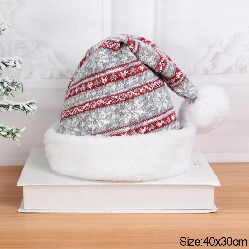Gorro de Natal Tricotado 2026 com Pompom Fofo para Adultos, Touca Macia de Papai Noel, Presente de Ano Novo para Família, Decoração de Natal