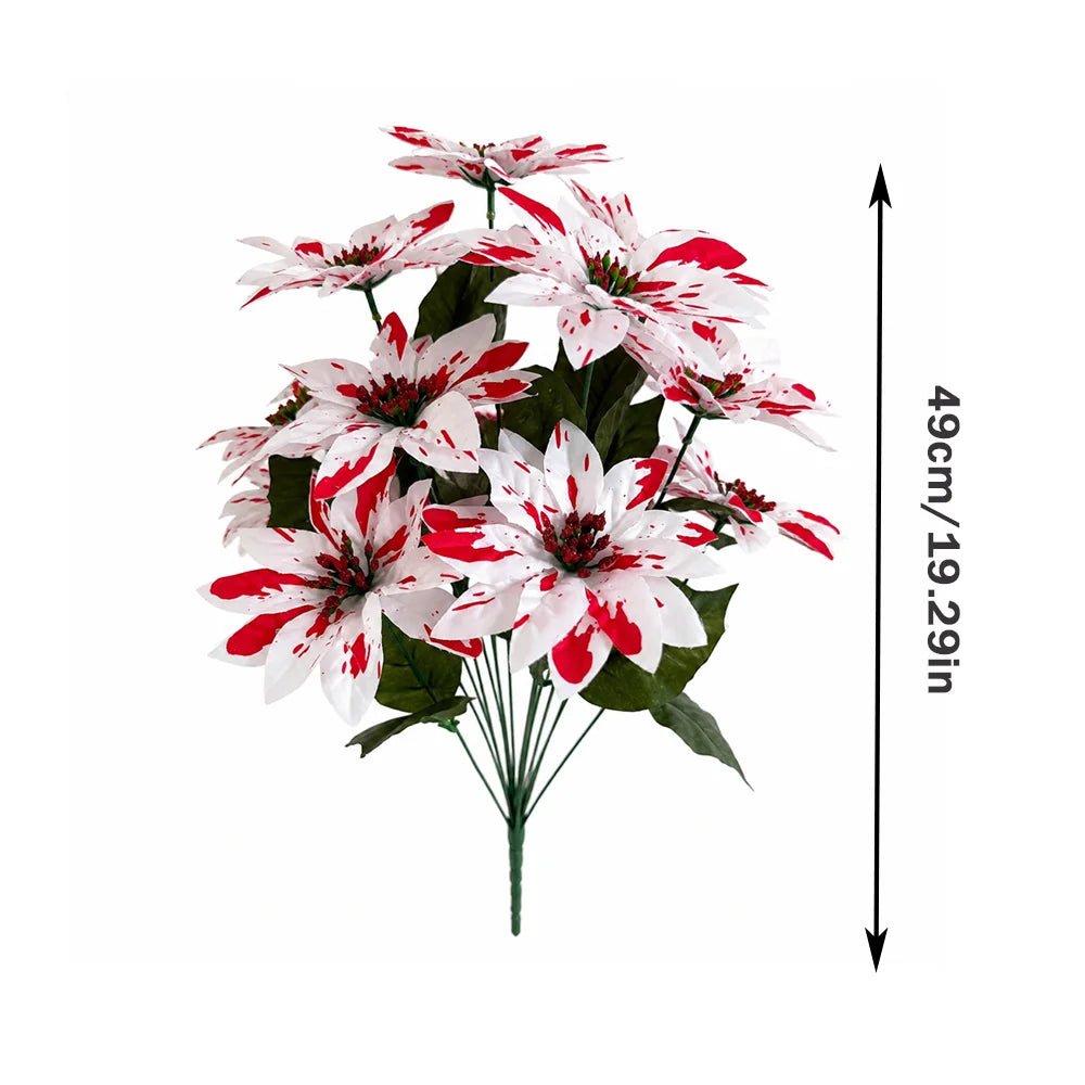 50cm plantas artificiais decoração de natal falso flor vermelha decoração da árvore de natal plantas falsas ramo slik flor planta para casa jardim