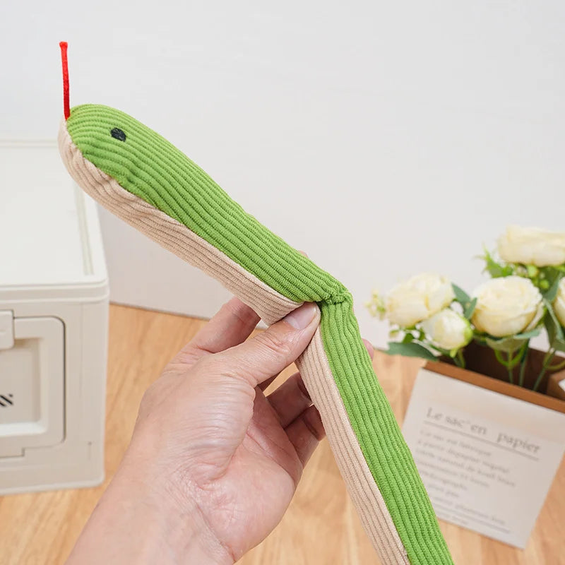 Brinquedo interativo em forma de cobra para animais de estimação, brinquedo sonoro de pelúcia resistente a mordidas, limpeza dos dentes para gatinhos, filhotes, animais de estimação pequenos