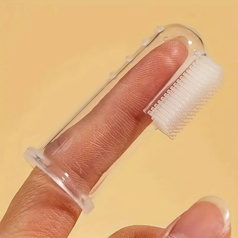 Conjunto de 4 escovas de dedo e escovas de dentes para animais de estimação, limpa os dentes eficazmente - adequado para cães e gatos