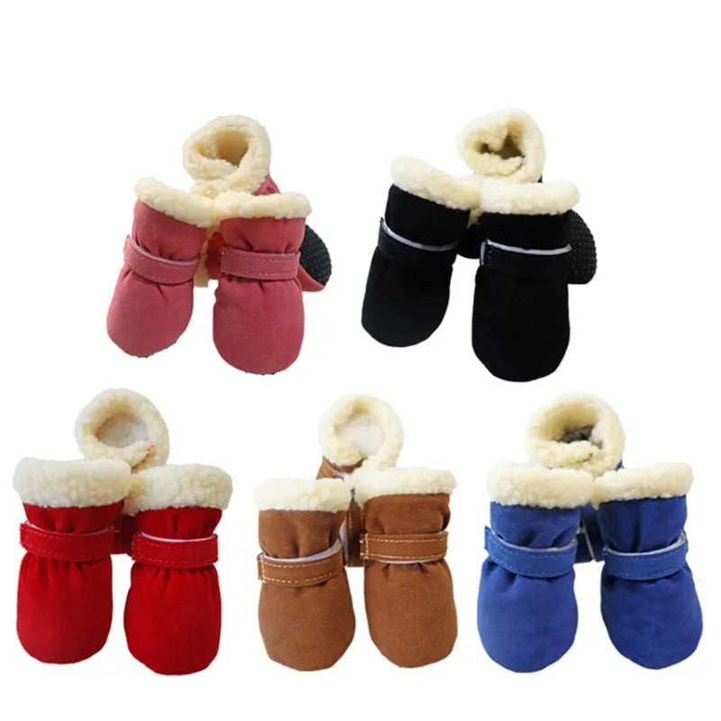 4 pçs inverno à prova dwaterproof água quente sapatos para cães de estimação antiderrapante botas de neve para raças pequenas cães filhote de cachorro gato chihuahua pet pata cuidados pug