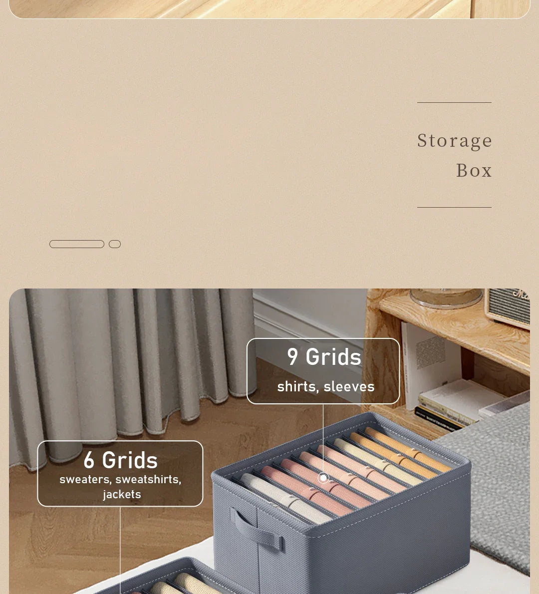 Caixa organizadora de roupa com 6/7/9 compartimentos, para guardar calças mais grossas, dobrável, com divisórias, ideal para camisolas, camisas e gavetas de armários e guarda-roupas.