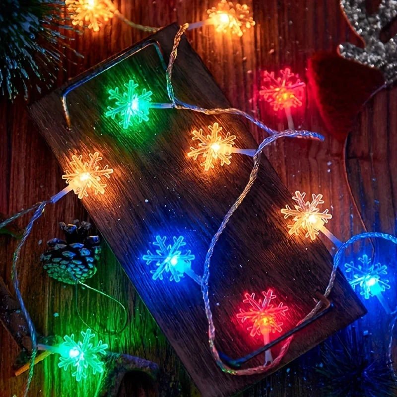 10/20/40leds natal luz de fadas corda usb/bateria alimentado árvore de natal feriado decoração de ano novo floco de neve luz corda