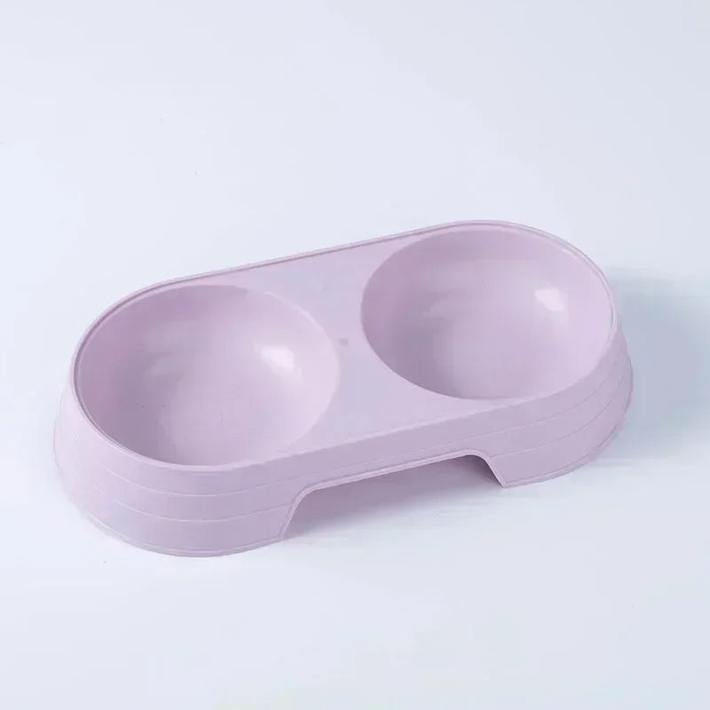 Tigela dupla para animais de estimação, cães e gatos, tigelas duplas, macaron, plástico, suprimentos para animais de estimação, acessórios para gatos, produtos para gatos