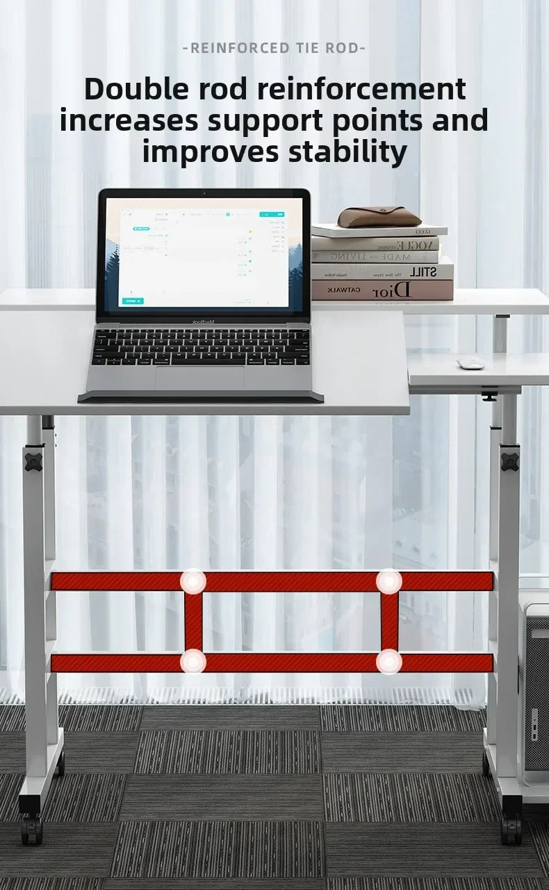 Mesa de computador móvel moderna, mesa de escrita elevatória, mesa de pé dobrável, mesa de cabeceira para quarto, mesa pequena individual, durável.