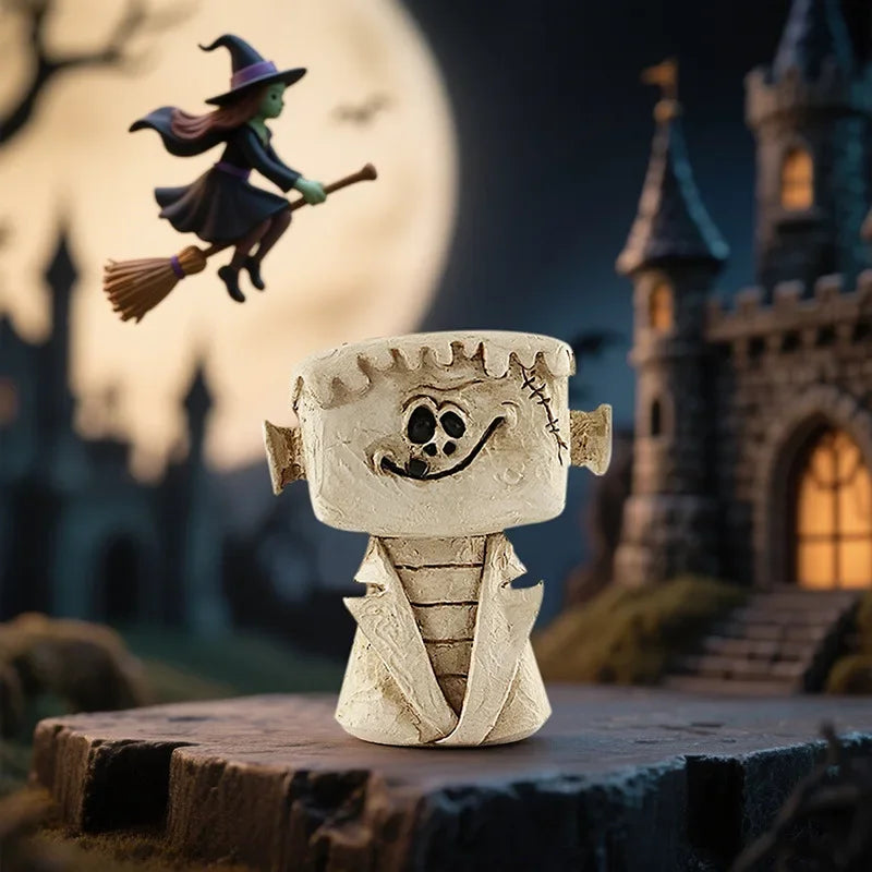 Decoração de Halloween: Fantasma, Abóbora e Múmia - Enfeite de Resina Assustador para Mesa, Perfeito para Noite de Halloween, Sala de Estar e Festas